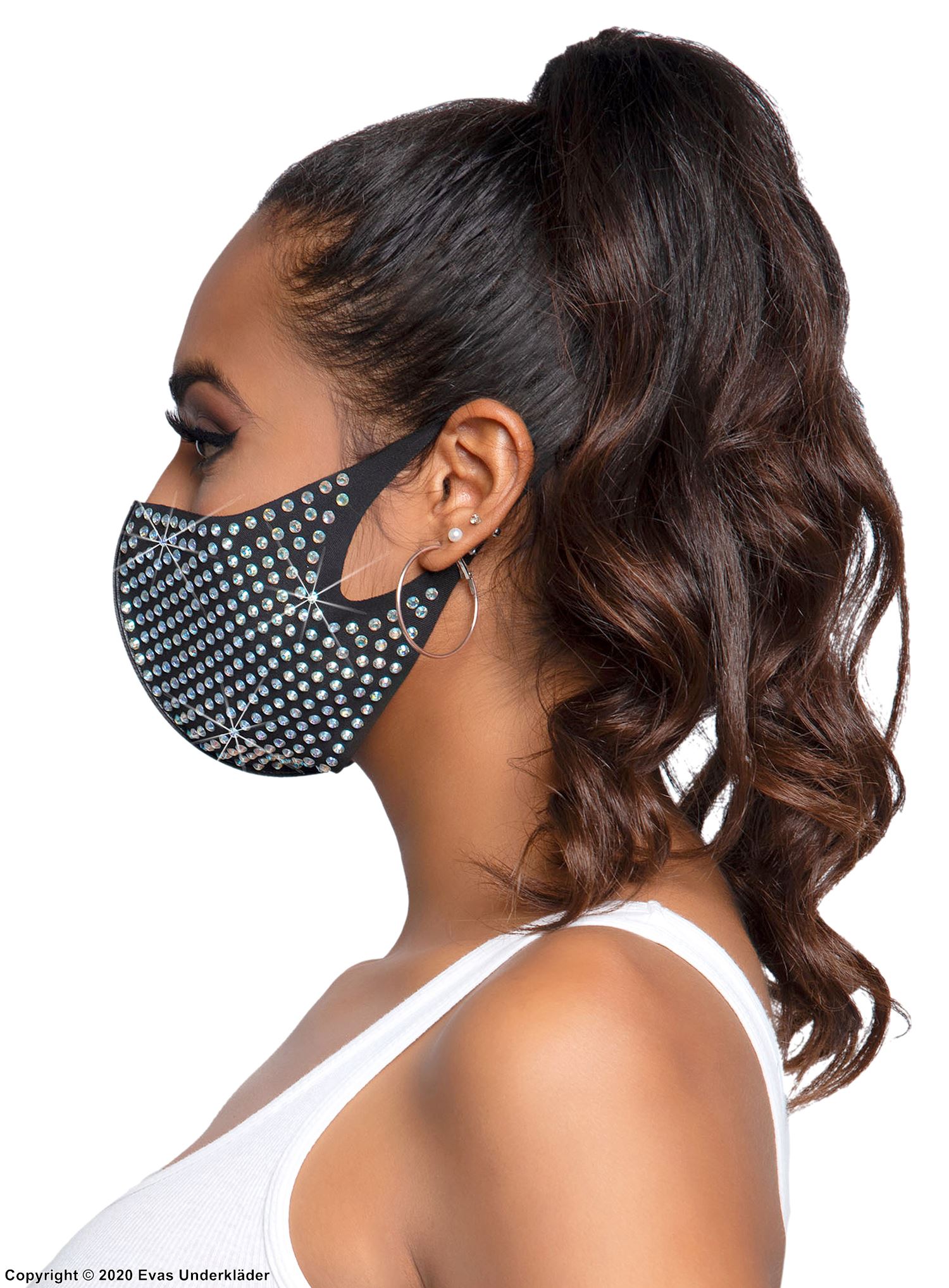 Mundschutzmaske / Mund-Nasen-Schutz, große Strasssteine